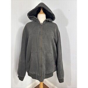 Levi Strauss Jacket Mens‎ Extra Large Gray Canvas Sherpa Lined Hood Trucker